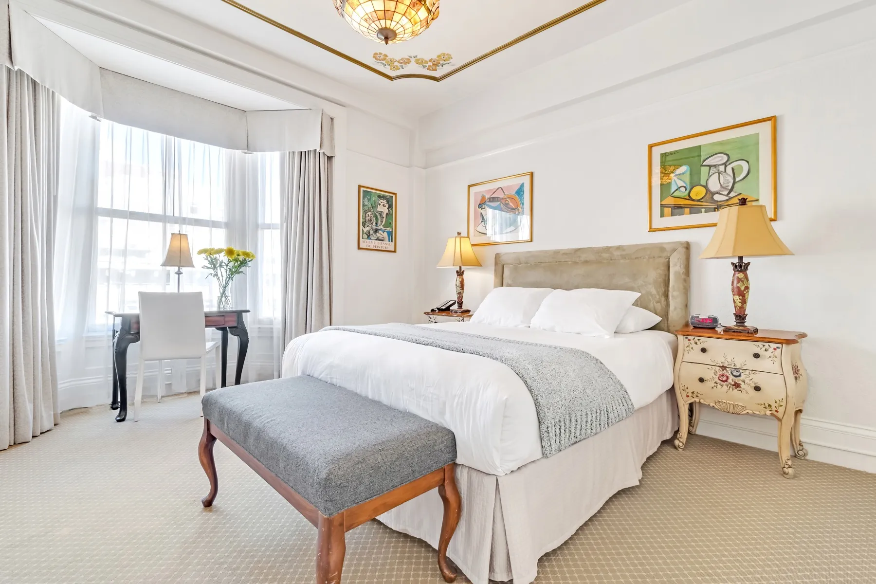 A guest room at Cornell Hotel De France in San Francisco, California